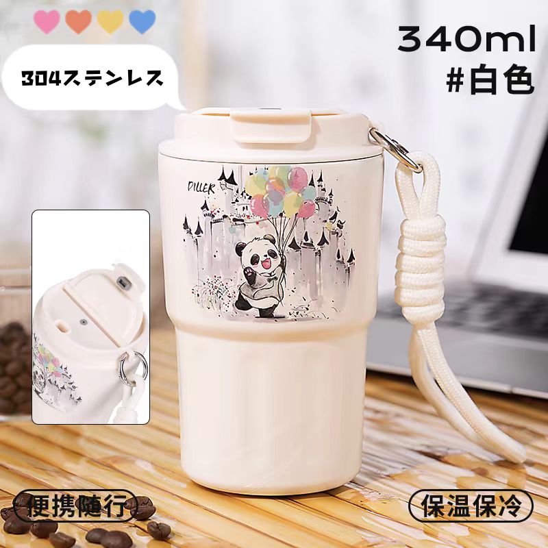 パンダ系のボトル コーヒーカップパンダと桜 水墨画中のパンダ