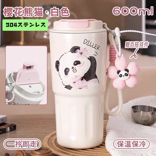 パンダ系のボトル　コーヒーカップパンダと桜　水墨画中のパンダ