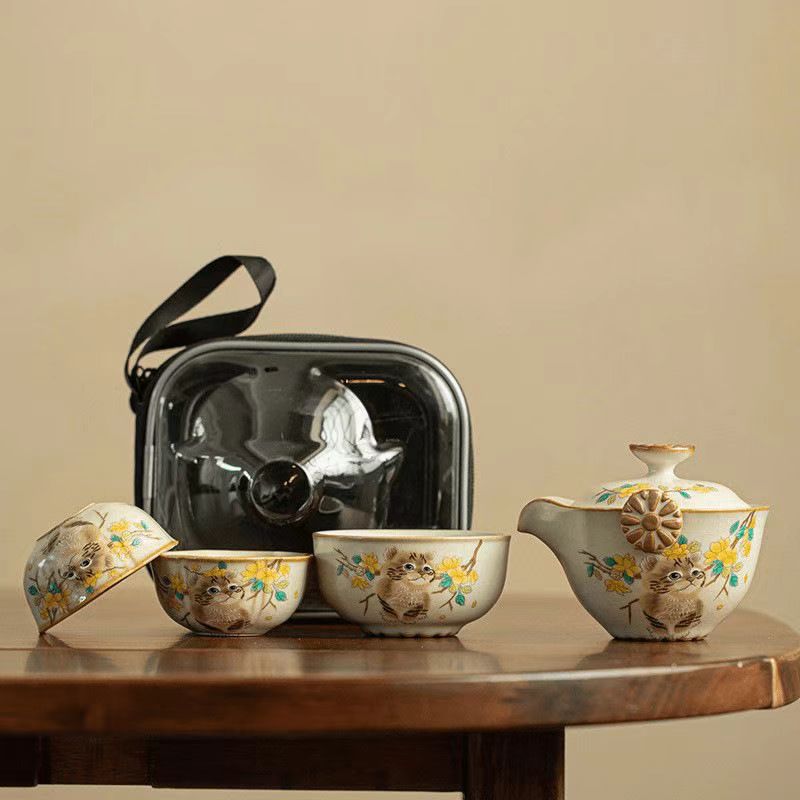 茶器セット　柴犬茶器　猫茶器　磁器茶器