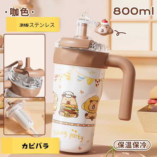 カピバラのボトルとコーヒーカップ　水筒　ステンレス　保冷保熱